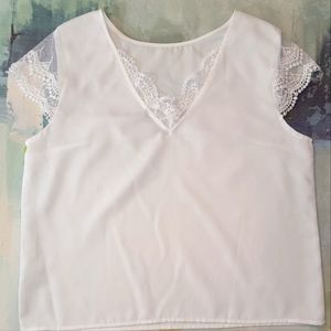 Women's white lace sleeveless Top from Shein